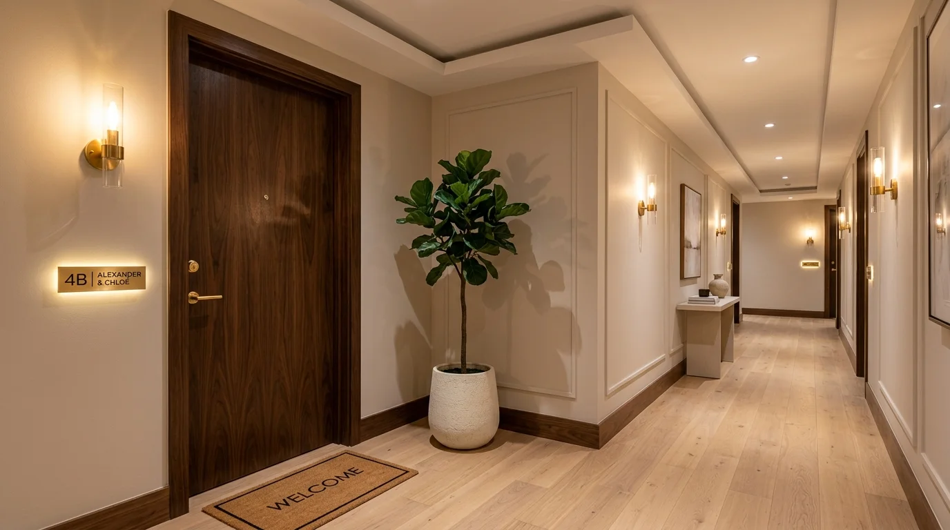 Apartment Entrance Vastu Lighting and Elegant Clean Foyer