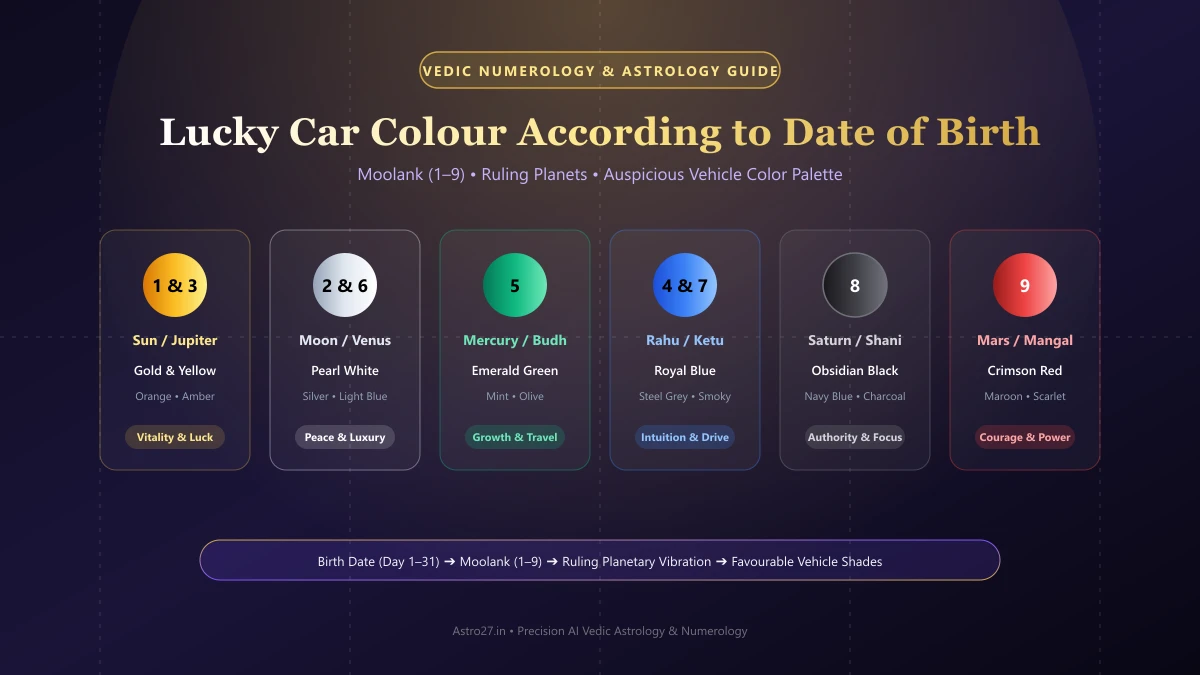 Lucky Car Colour According to Date of Birth Chart