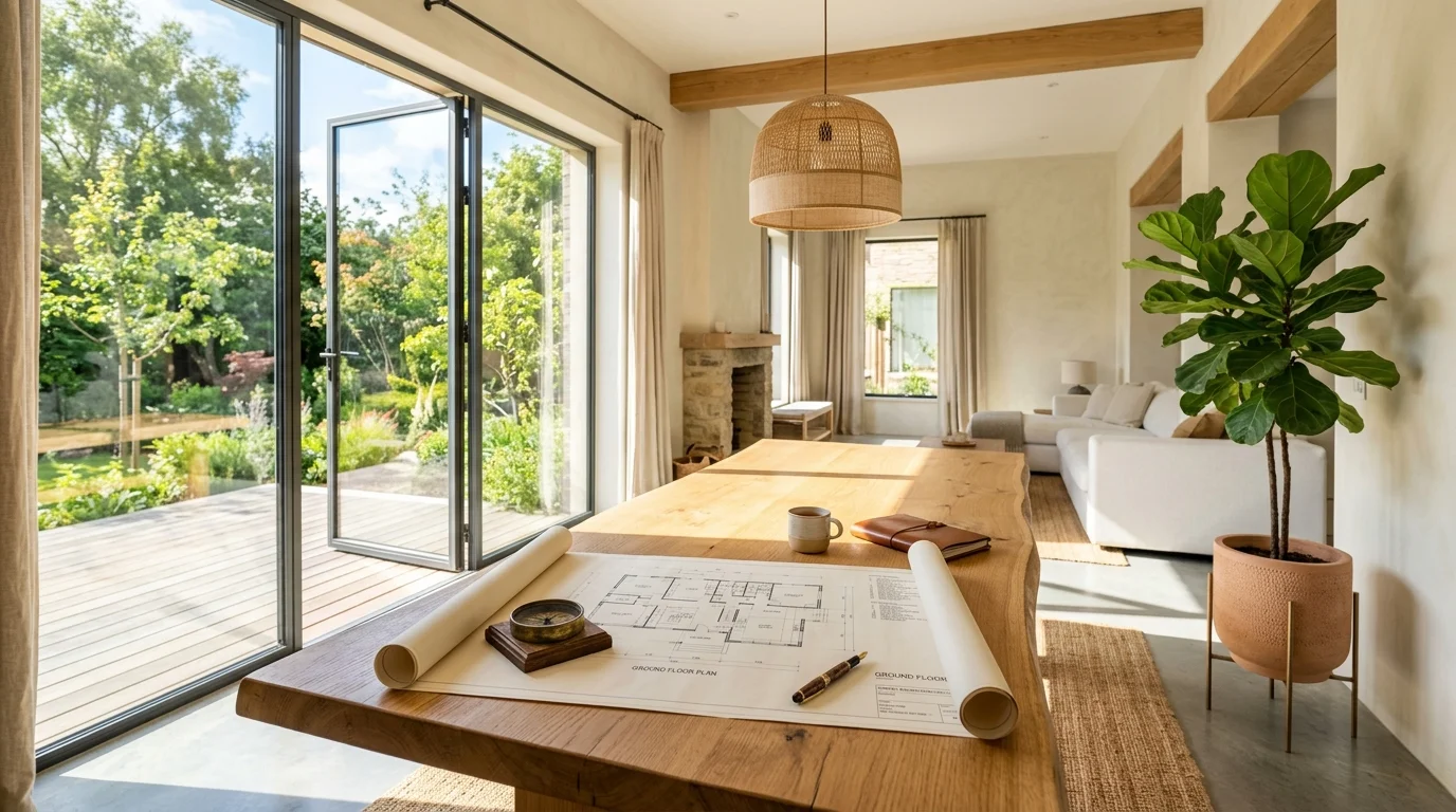Home Vastu Inspection with Natural Daylight and Architectural Blueprint